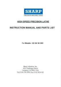 Operation Manual Parts List 222630TC F CNC pdf